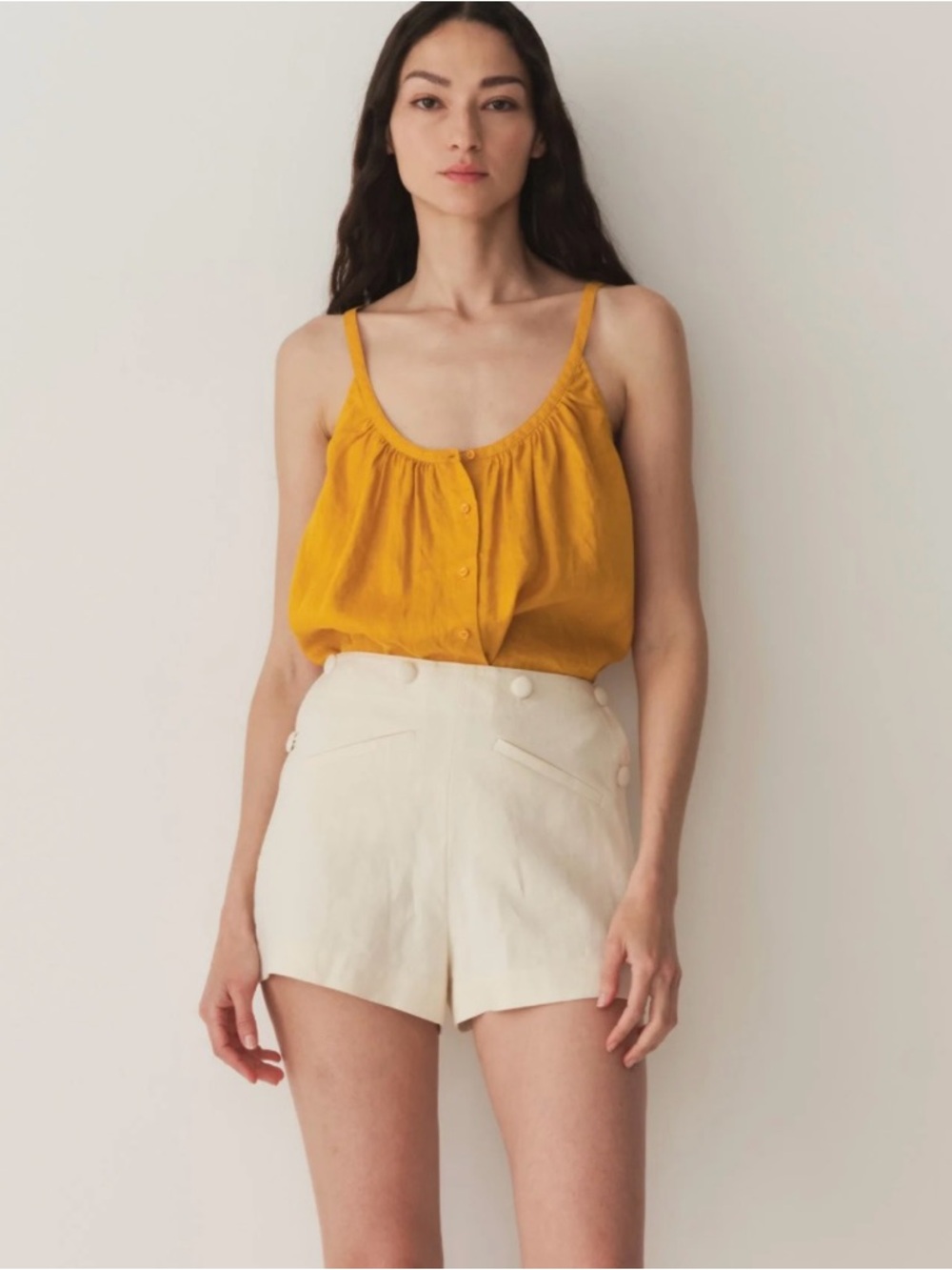 Doen nalina 100%linen tank in sunflower NEW
